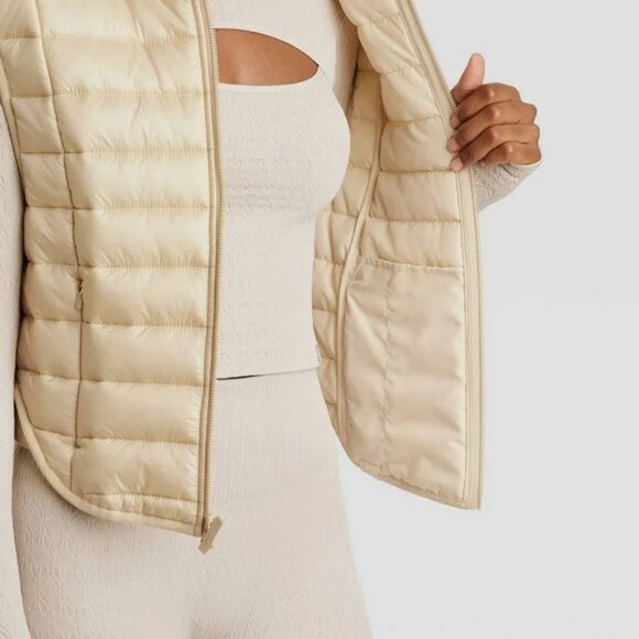 Women's Quilted Puffer Vest - JoyLab Ivory L - Picture 4 of 5